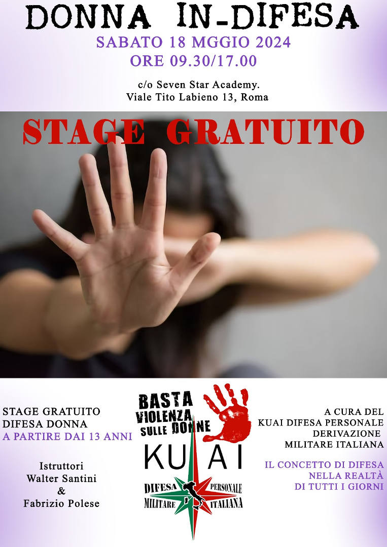 Stage Gratuito Difesa Donna 2024 Sede Cinecittà